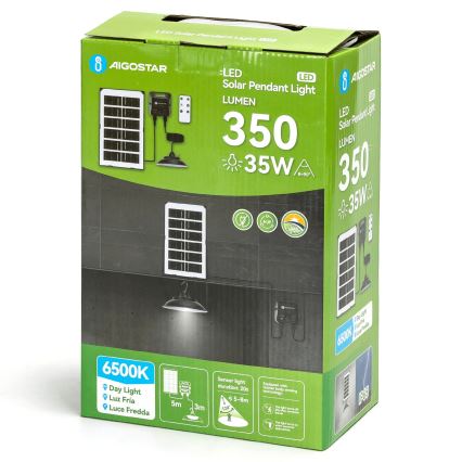 Aigostar - LED napelemes csillár érzékelővel, 35 W / 12 V, 3000 mAh, 6500 K, átmérő 15 cm + távirányító