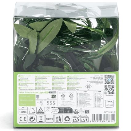 Aigostar - LED napelemes fényfüzér 70xLED/4x1m IP65 300 mAh meleg fehér oliva