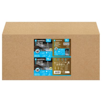 Aigostar - LED napelemes karácsonyi dekoráció 66xLED/0,59W/3,7V 100 cm IP65 130 mAh fa hideg fehér