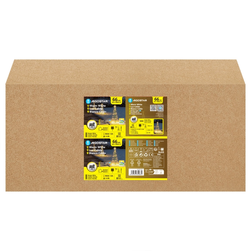 Aigostar - LED napelemes karácsonyi dekoráció LED/0,59W/3,7V 100 cm IP65 130 mAh meleg fehér