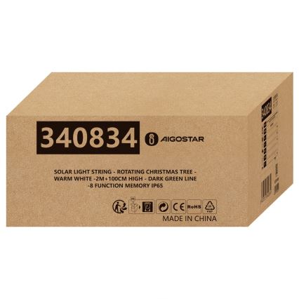 Aigostar - LED napelemes karácsonyi dekoráció LED/0,59W/3,7V 100 cm IP65 130 mAh meleg fehér