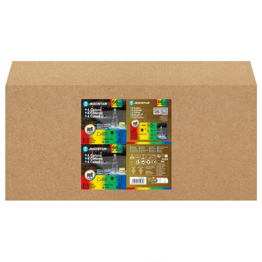 Aigostar - LED napelemes karácsonyi dekoráció LED/0,59W/3,7V 100 cm IP65 130 mAh többszínű