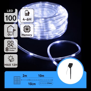 Aigostar - LED napelemes karácsonyi fényfüzér 100xLED/8 funkció 12 m IP65 hideg fehér 800 mAh