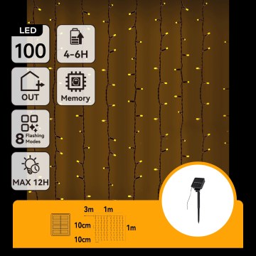 Aigostar - LED napelemes karácsonyi fényfüzér 100xLED/8 funkciós 4x1m IP65 meleg fehér 800 mAh