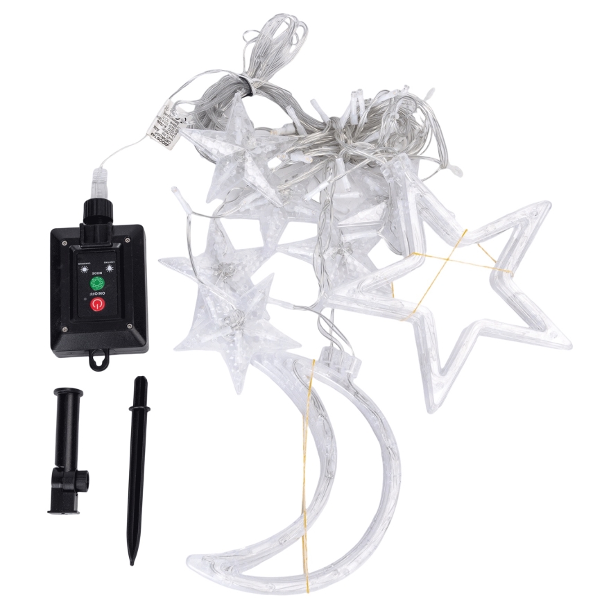 Aigostar - Napelemes LED karácsonyi fényfüzér, 120 db LED, 8 funkció, 3 x 0,6 m, 500 mAh, IP65, meleg fehér