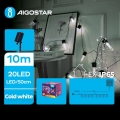 Aigostar - LED napelemes karácsonyi fényfüzér 20xLED/8 üzemmód 11,5m 1200 mAh IP65 hideg fehér