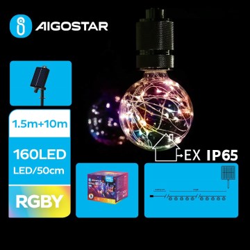 Aigostar - LED napelemes karácsonyi fényfüzér 20xLED/8 üzemmód 11,5m IP65 többszínű