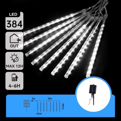 Aigostar - LED napelemes karácsonyi fényfüzér 384xLED/13m IP65 1200 mAh hideg fehér