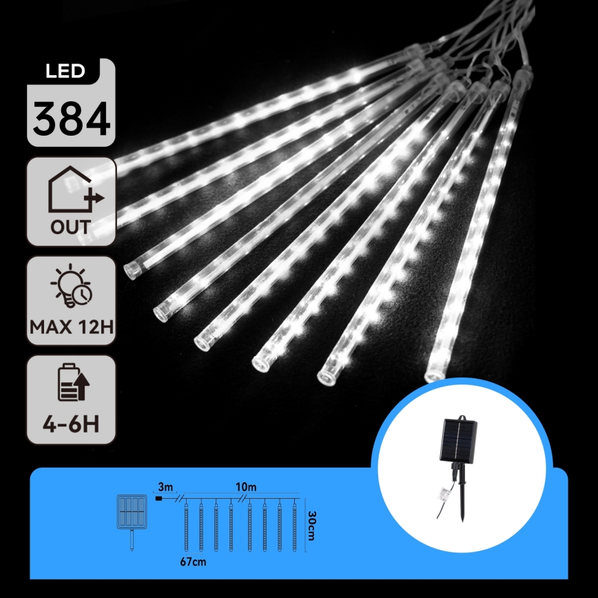 Aigostar - LED napelemes karácsonyi fényfüzér 384xLED/13m IP65 1200 mAh hideg fehér