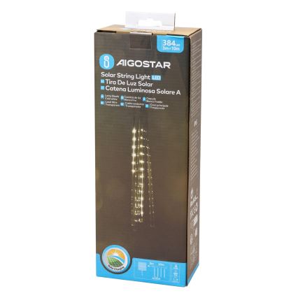 Aigostar - LED napelemes karácsonyi fényfüzér 384xLED/13m IP65 1200 mAh hideg fehér