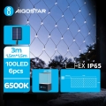 Aigostar - LED Napelemes karácsonyi lánc 100xLED/8 funkció 4,5x1,5m IP65 hideg fehér