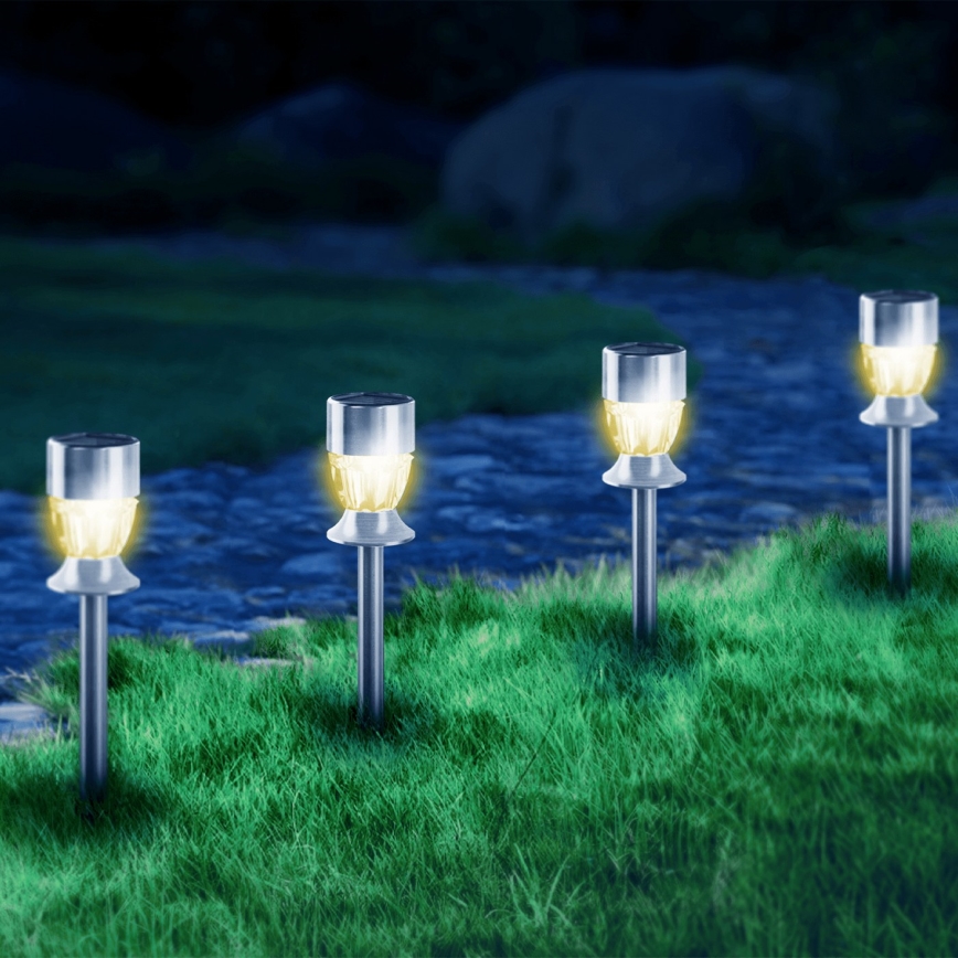 Aigostar - LED napelemes lámpa LED/0,006W/1,2V 35,5 cm matt króm 2700K IP44 100 mAh