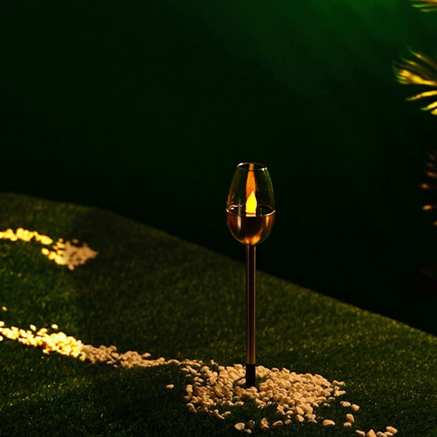 Aigostar - LED napelemes lámpa LED/0,006W/1,2V 38,2 cm matt króm 2700K IP44 40 mAh