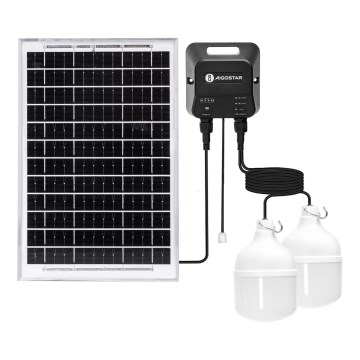Aigostar - LED napelemes lámpa 2xLED/35W/12V 6000 mAh 6500K IP65 átm. 10 cm + távirányító