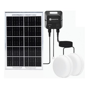 Aigostar - LED napelemes lámpa 2xLED/35W/12V 6000 mAh 6500K IP65 átm. 16,8 cm + távirányító
