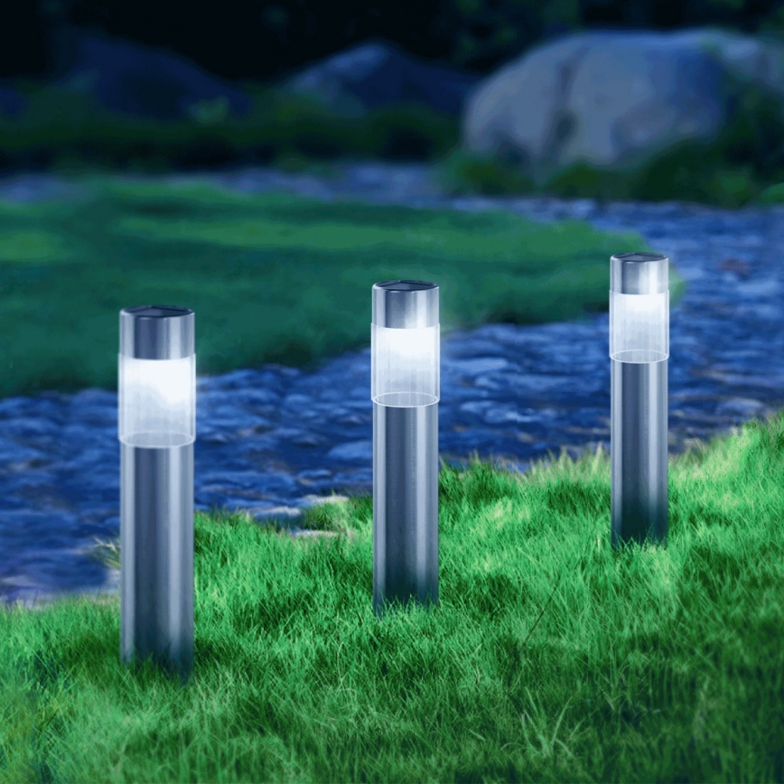Aigostar - LED Napelemes lámpa LED/0,006W/1,2V 31,5 cm 100 mAh matt króm 6500K IP44