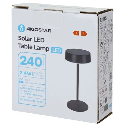 Aigostar - LED napelemes lámpa LED/2,4W/5V IP44 1800 mAh
