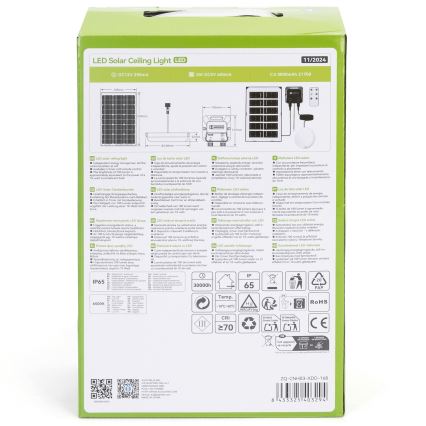 Aigostar - LED Napelemes lámpa LED/35W/12V 3000 mAh 6500K átm. 16,8 cm + távirányítás