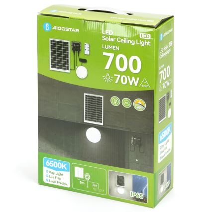 Aigostar - LED Napelemes lámpa LED/70W/12V 6000 mAh 6500K átm. 20,5 cm + távirányítás