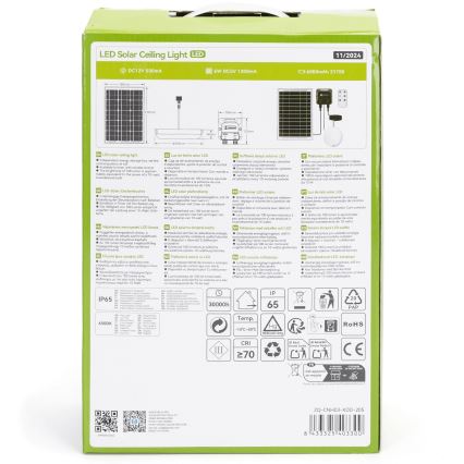 Aigostar - LED Napelemes lámpa LED/70W/12V 6000 mAh 6500K átm. 20,5 cm + távirányítás