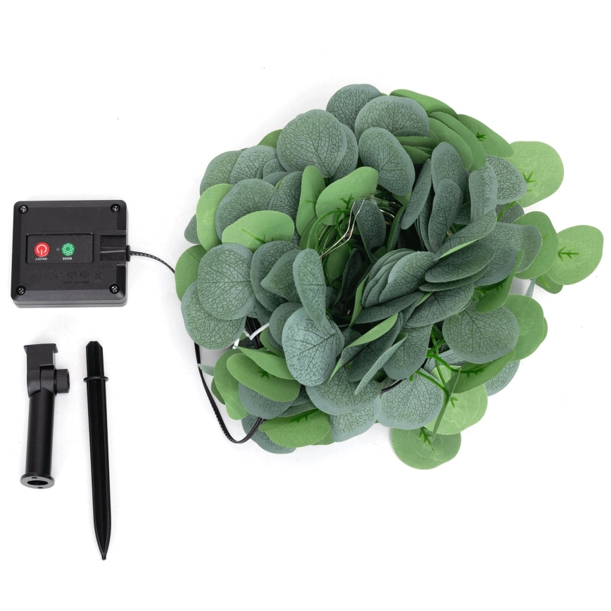 Aigostar - LED Napelemes fényfüzér 100xLED/12m IP65 300 mAh meleg fehér eukaliptusz