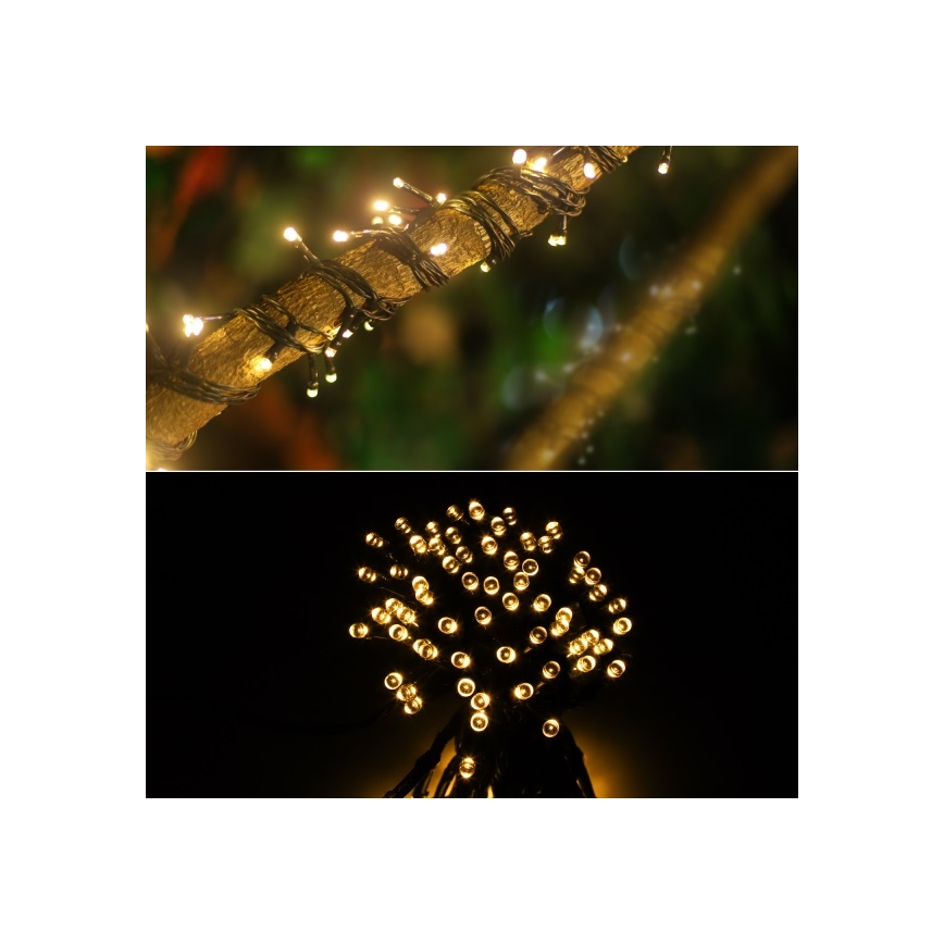 Aigostar - LED Napelemes lánc 100xLED/12m 300 mAh IP65 meleg fehér