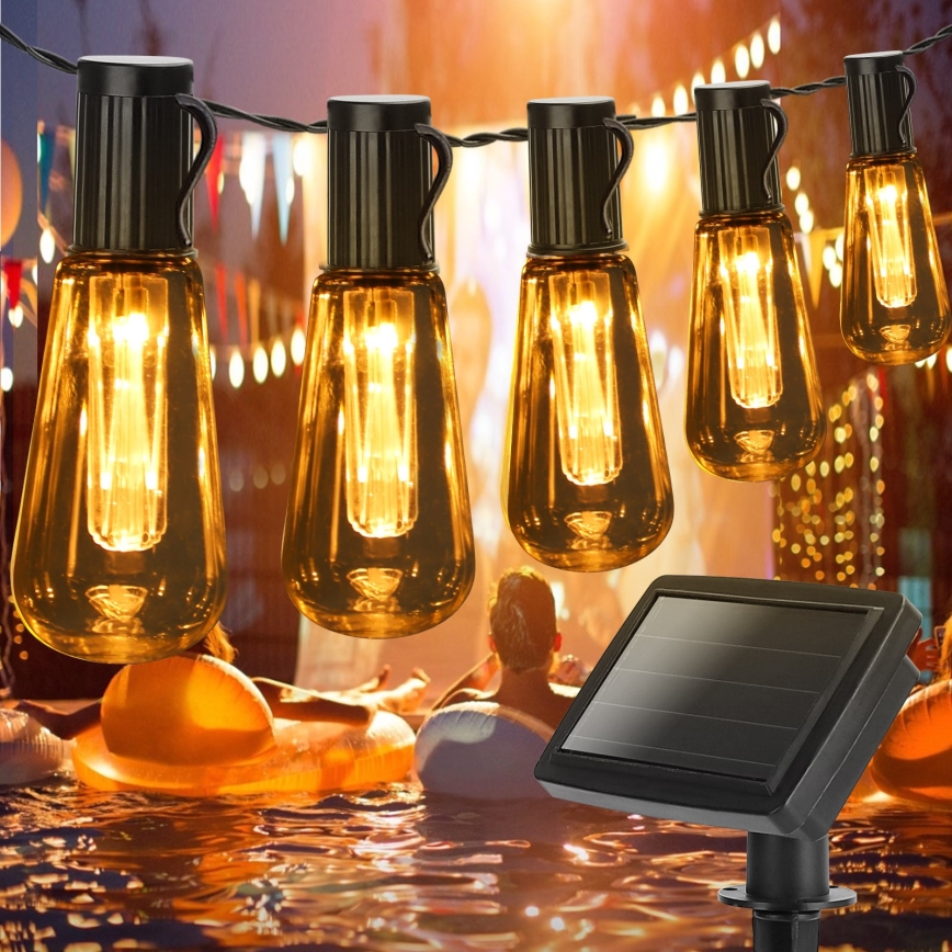 Aigostar - LED Napelemes lánc 10xLED/3,8m IP44 meleg fehér