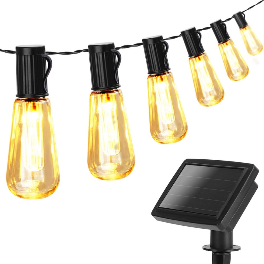 Aigostar - LED Napelemes lánc 10xLED/3,8m IP44 meleg fehér