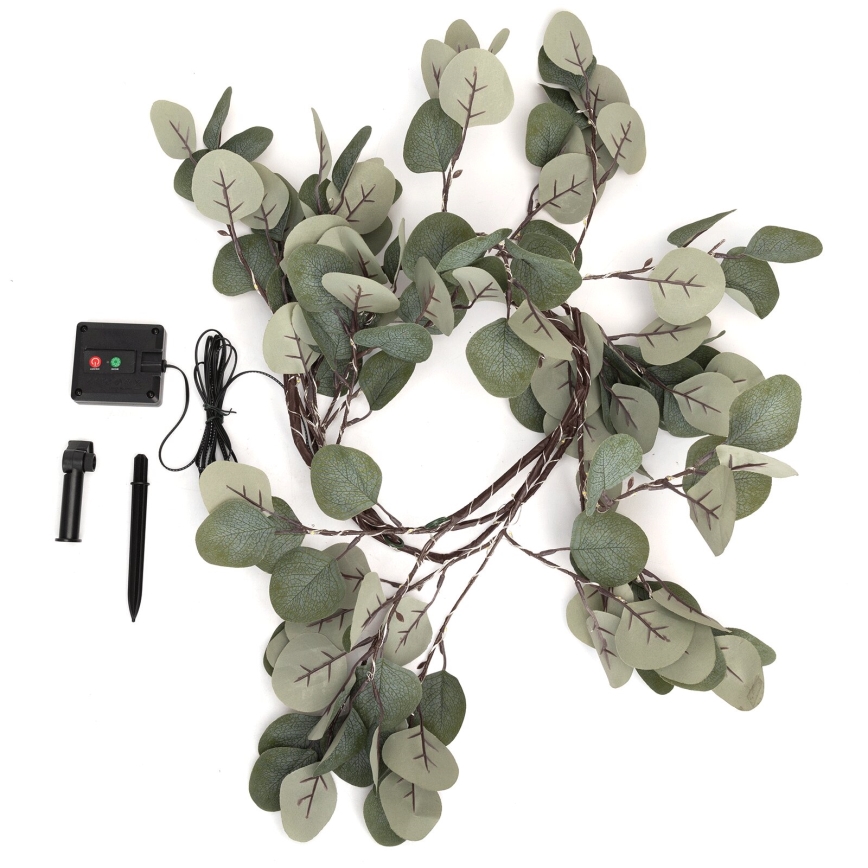 Aigostar - LED Napelemes fényfüzér 110xLED/4m IP65 300 mAh meleg fehér eukaliptusz