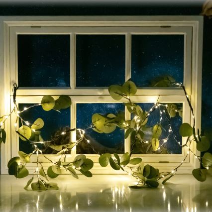 Aigostar - LED Napelemes fényfüzér 110xLED/4m IP65 300 mAh meleg fehér eukaliptusz