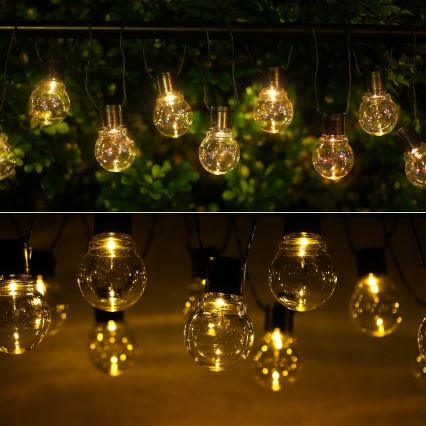 Aigostar - LED Napelemes lánc 20xLED/5,8m IP44 meleg fehér