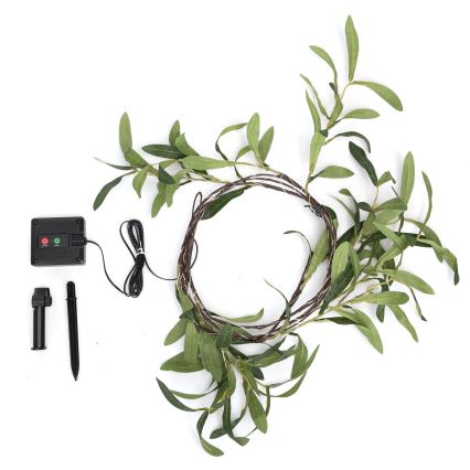 Aigostar - LED Napelemes fényfüzér 60xLED/4m IP65 300 mAh meleg fehér oliva