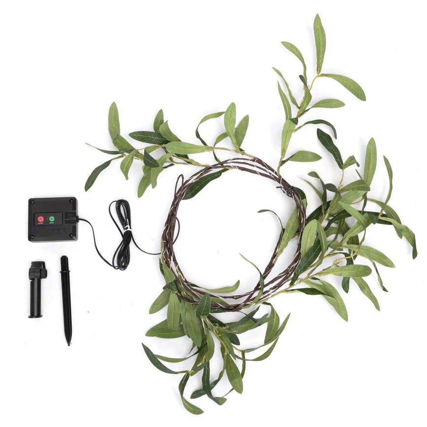 Aigostar - LED Napelemes fényfüzér 60xLED/4m IP65 300 mAh meleg fehér oliva