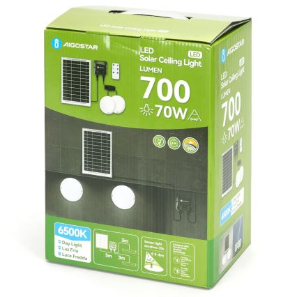 Aigostar - Napelemes LED mennyezeti lámpa érzékelővel 2xLED/35W/3,7V 6000 mAh IP65 + távirányító