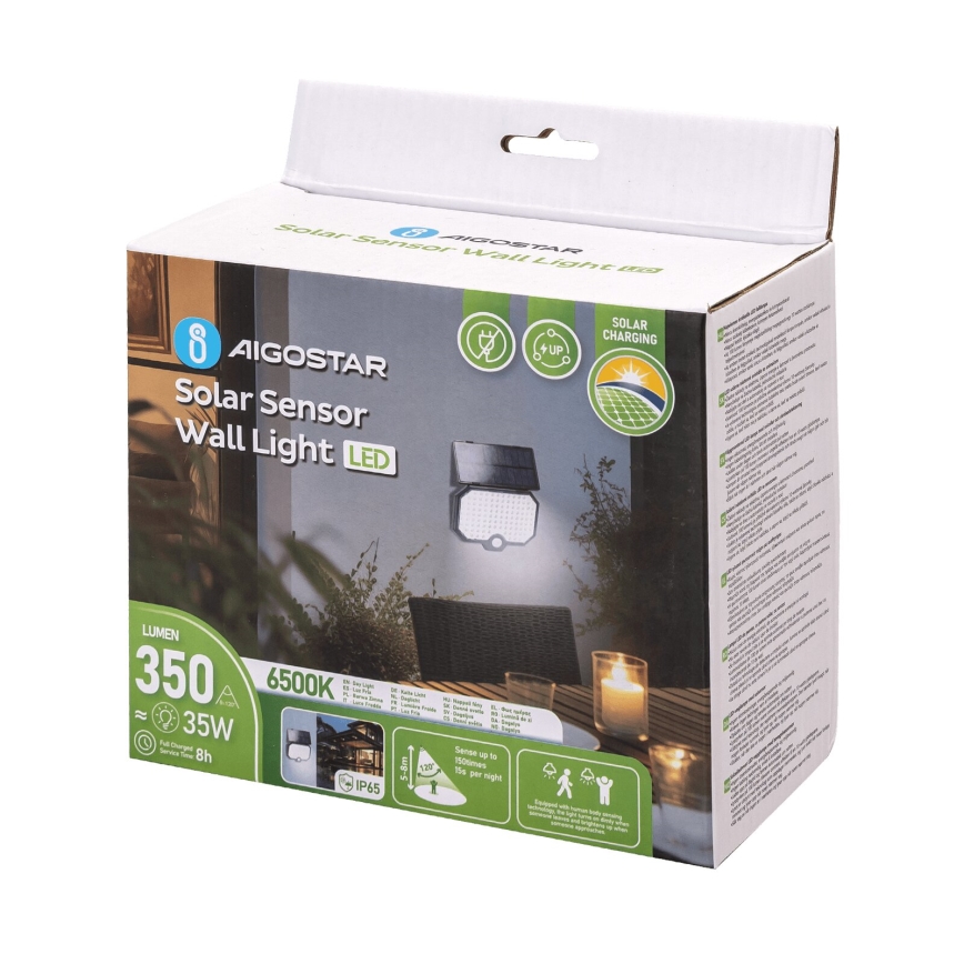 Aigostar - LED napelemes lámpa mozgásérzékelővel LED/2,4W/3,7V 1800 mAh IP65