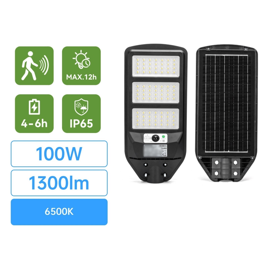 Aigostar - LED napelemes utcai lámpa érzékelővel LED/100W/3,2V 2400mAh 6500K