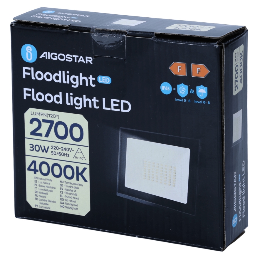 Aigostar - LED-reflektor 30 W, 230 V, 4000 K, IP65