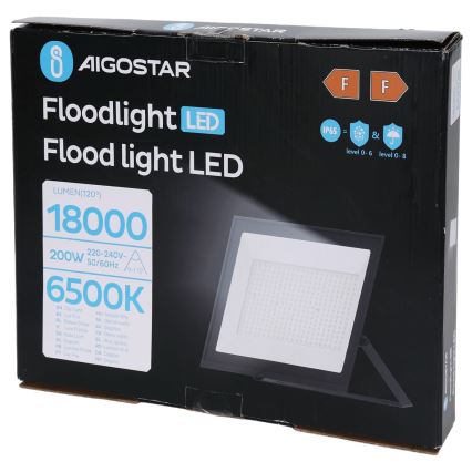Aigostar - LED reflektor LED/200W/230V 6500K IP65 fekete