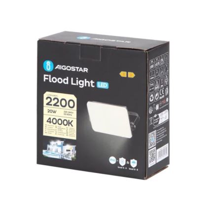 Aigostar - LED Reflektor LED/20W/230V 4000K IP65 fekete