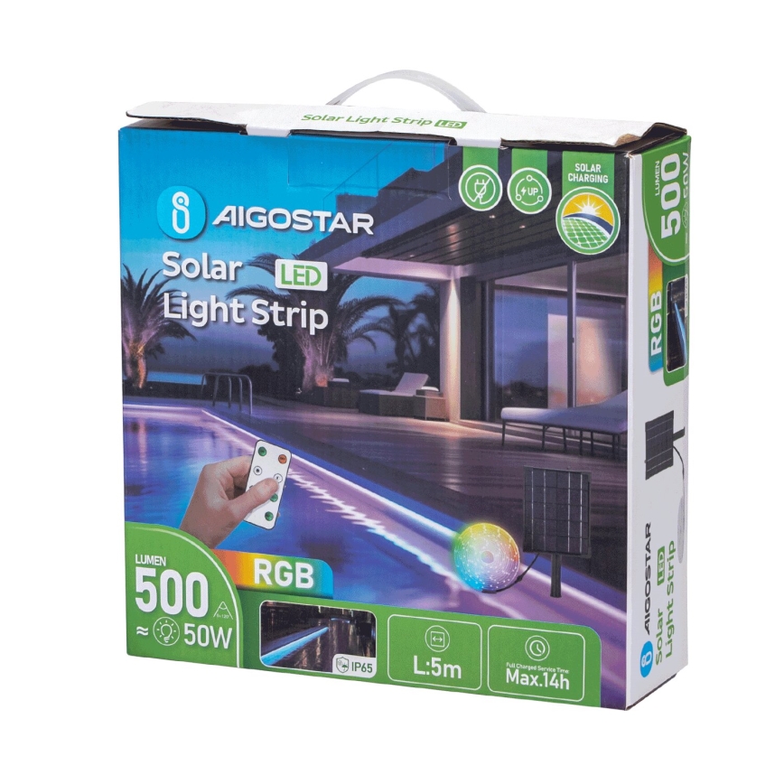 Aigostar - LED RGB Dimmelhető napelemes szalag LED/5W/3,2V 5+2m IP65 4000 mAh + távirányítás