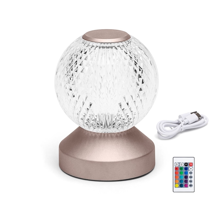 Aigostar-LED RGB Dimmelhető újratölthető asztali lámpa LED/1W/5V 1800mAh 13,5cm + távirányító