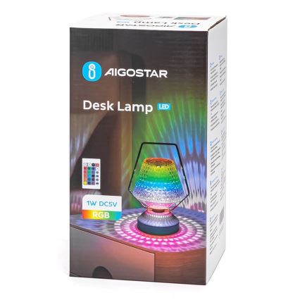 Aigostar- LED RGB Dimmelhető újratölthető asztali lámpa LED/1W/5V 1800mAh 20 cm + távirányító