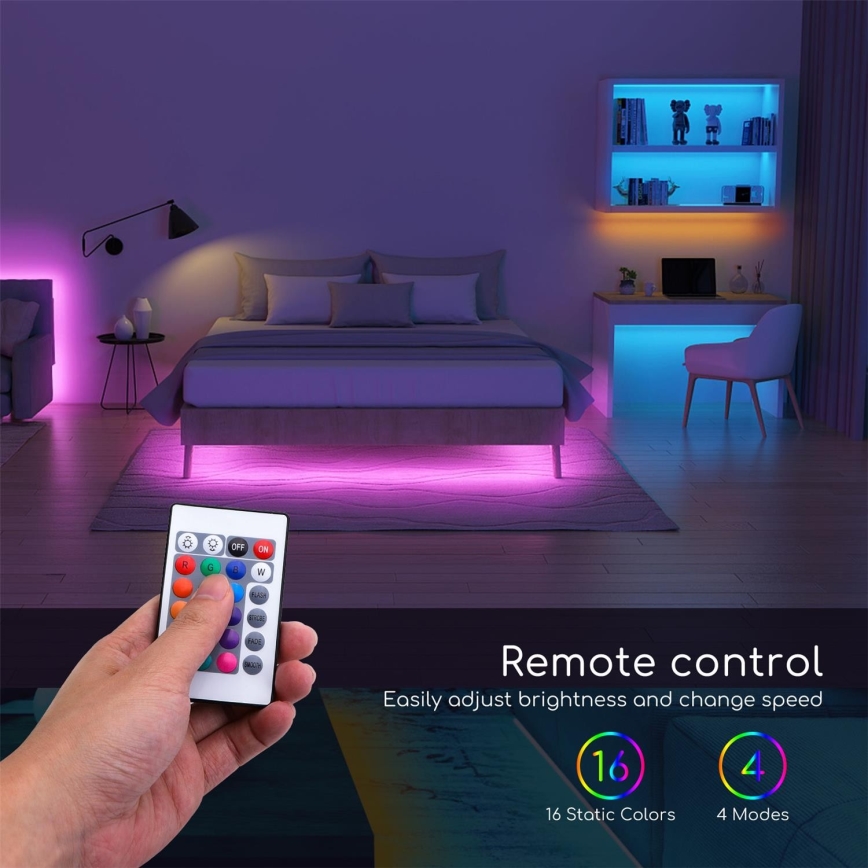 Aigostar - LED RGB fényerőszabályozható szalag 5m LED/24W/12/230V IP65 + távirányító