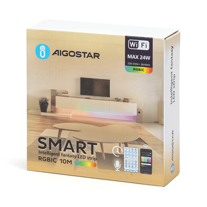 Aigostar - LED RGBIC dimmelhető szalag 10 m LED/24W/24V + Wi‑Fi távirányító