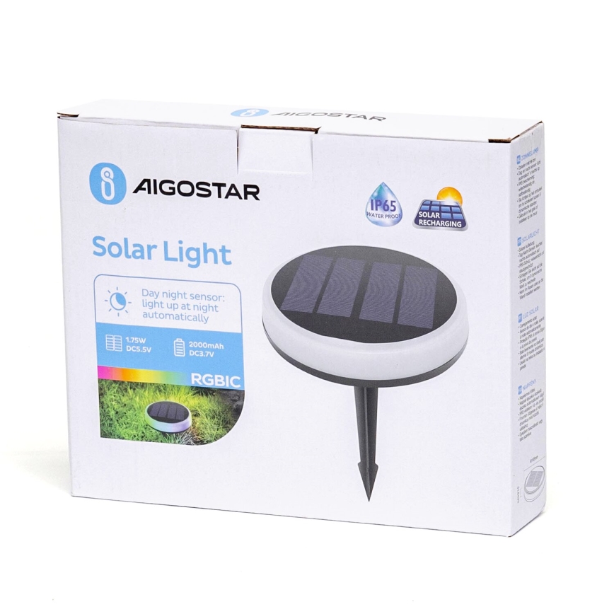 Aigostar - LED RGBIC Napelemes lámpa LED/0,6W/3,7V IP65 2000 mAh