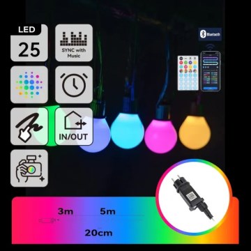 Aigostar - LED RGBICW Okos kültéri MESH füzér 25 LED 5 m IP44 + távirányító