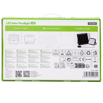 Aigostar - LED RGBW állítható fényerejű napelemes reflektor LED/150W/3,4V IP66 12000 mAh + távirányító