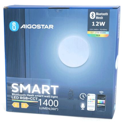 Aigostar - LED RGBW Dimmelhető fali lámpa MESH Smart LED/12W/230V 2700-6500K fehér + távirányítás