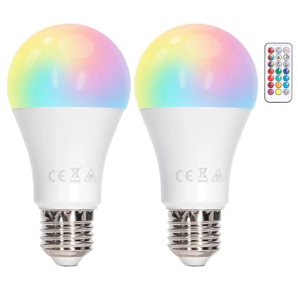 Aigostar - LED RGBW dimmelhető A60 izzó E27/8W/230V 3000K + távirányító