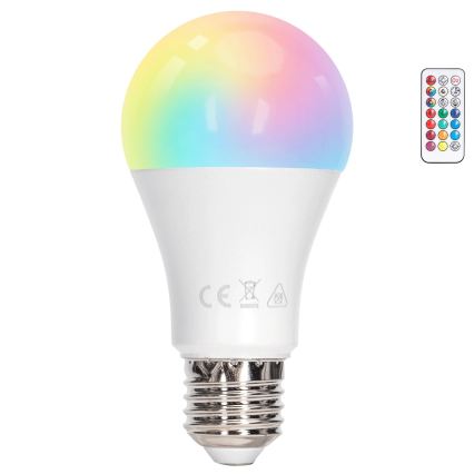 Aigostar - LED RGBW fényerőszabályozható izzó E27/12W/230V 3000K + távirányító